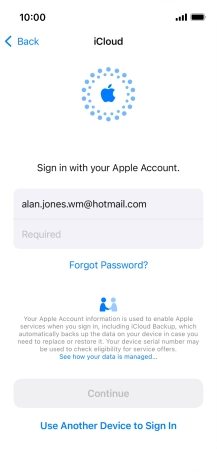 Press Required and key in the password for your Apple ID.