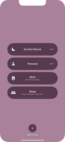 Press the required focus mode to activate or deactivate it immediately.