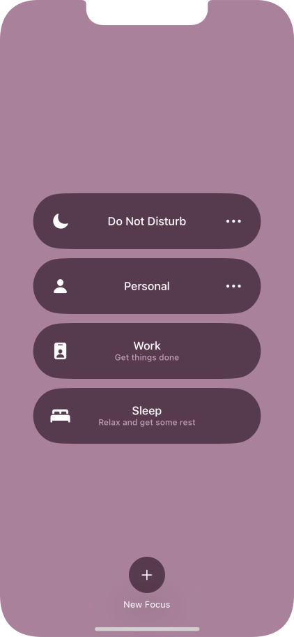 Press the required focus mode to activate or deactivate it immediately.