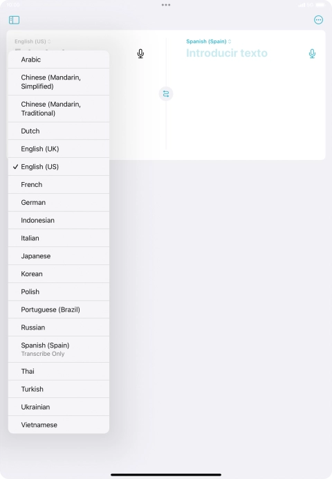 Press the required source language.