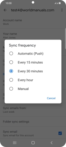 Press the required setting.