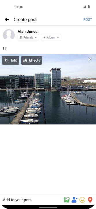 Write the required text and press POST.