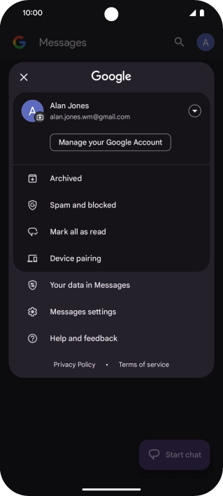Press Messages settings.