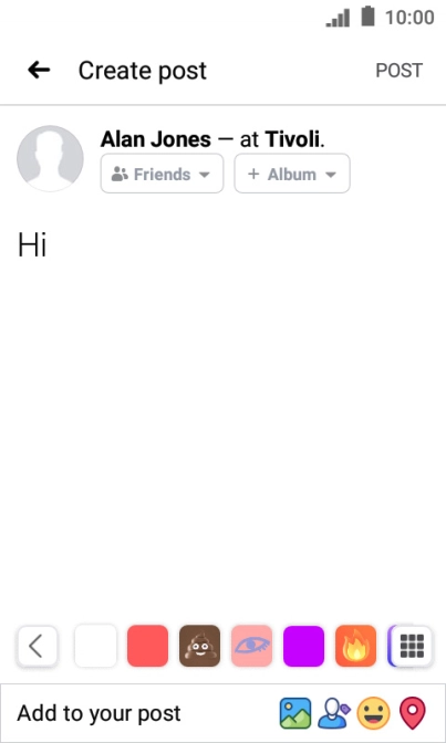 Write the required text and press POST.