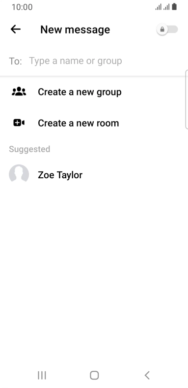Press the search field and key in the first letters of the recipient's name.