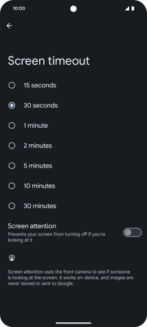 Press the required setting.