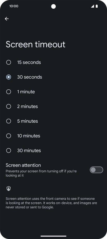 Press the required setting.