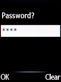 Key in the phone lock code (default is 1234) and press the Navigation key.