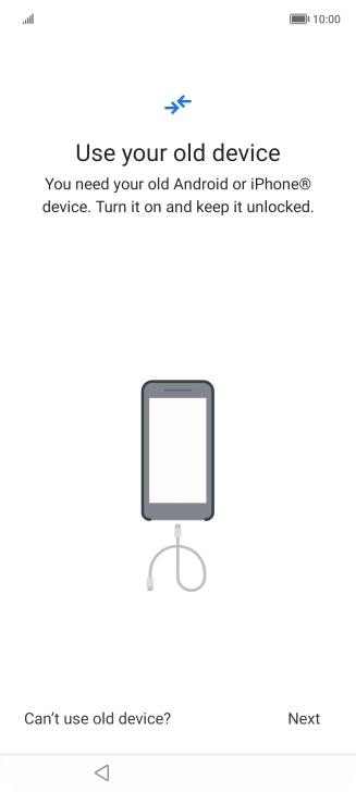 Press Can't use old device?.