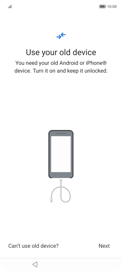 Press Can't use old device?.
