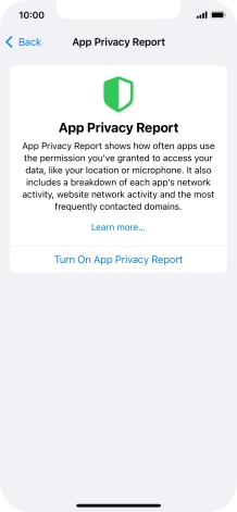 Press Turn On App Privacy Report to turn on the function.