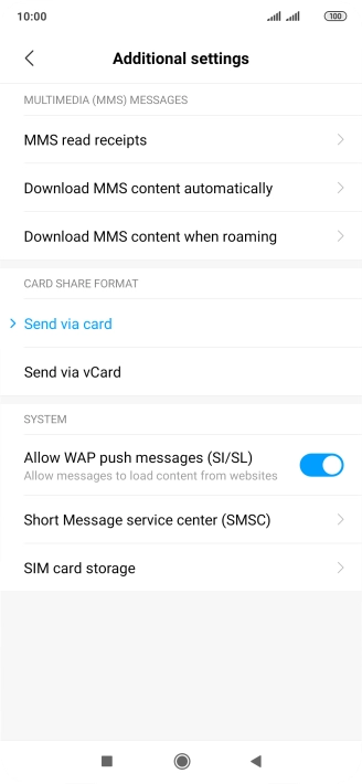 Press Short Message service center (SMSC).