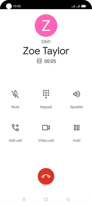 Press the end call icon.
