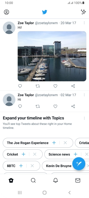 Press the new tweet icon. Press the new tweet icon.