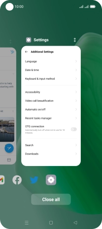 To end one running application, slide your finger upwards on the required application.