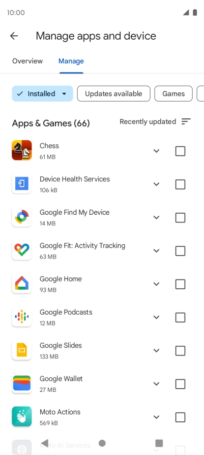 Press the required app. Press the required app.