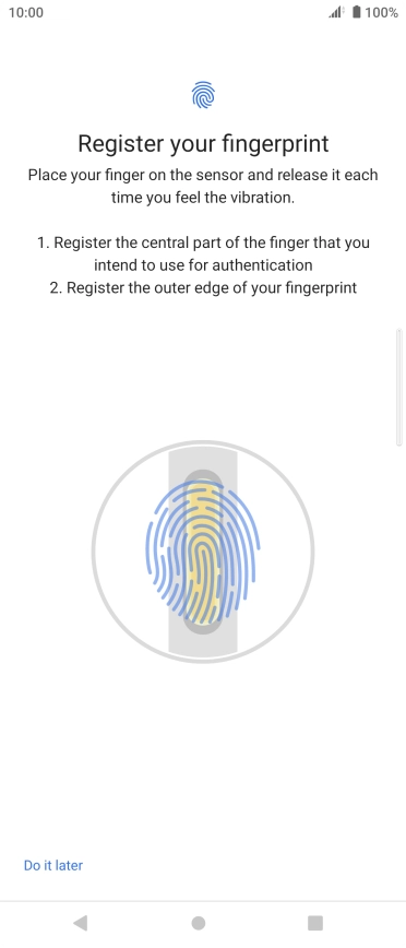 Follow the instructions on the screen to create the phone lock code using your fingerprint.