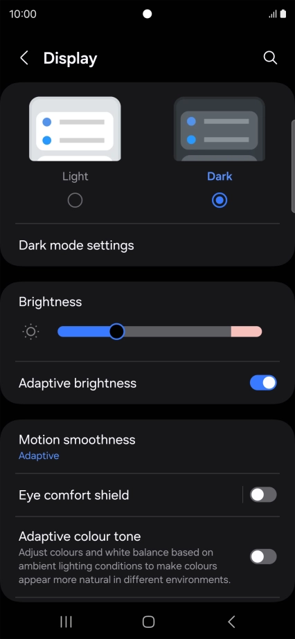 Press Dark mode settings.