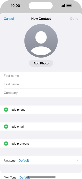 Press First name and key in the first name. Press First name and key in the first name.
