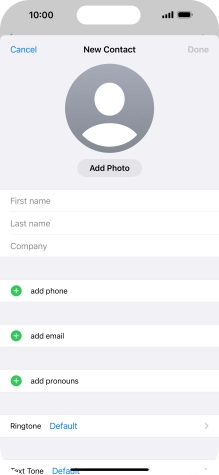 Press First name and key in the first name. Press First name and key in the first name.