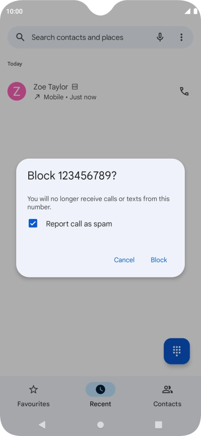 To report the number as spam, highlight the field next to 
