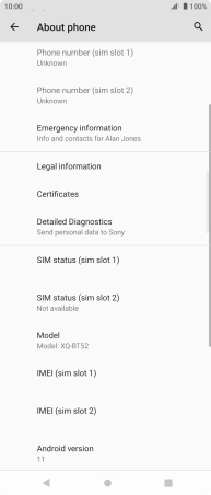 Your phone's software version is displayed below Android version.