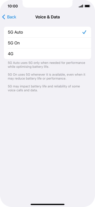 To turn on automatic switch between 5G and 4G, press 5G Auto. To turn on automatic switch between 5G and 4G, press 5G Auto.