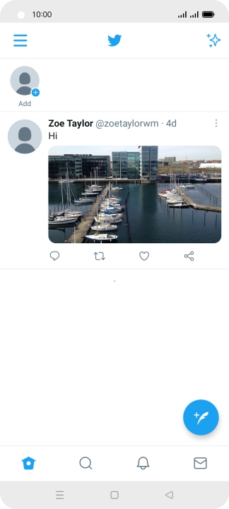 Press the new tweet icon. Press the new tweet icon.