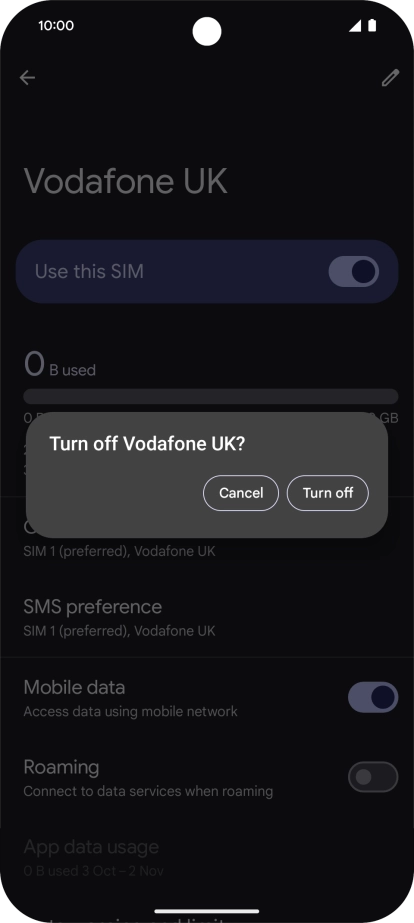 If you turn off use of the price plan, press Turn off.
