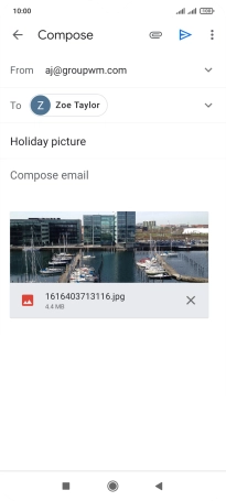 Press the text input field and write the text for your email message.