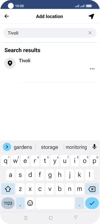Press the required location.