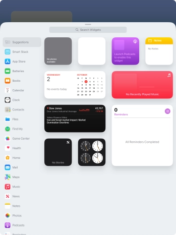 Press the required widget. Press the required widget.