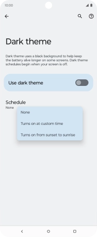 Press the required setting to turn the function on or off.