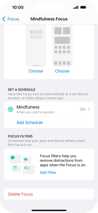 Press the required setting below 