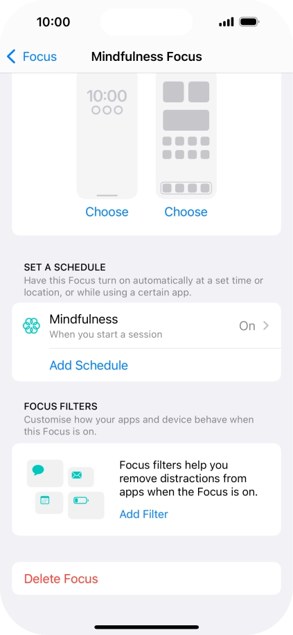 Press the required setting below 
