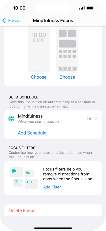 Press the required setting below 