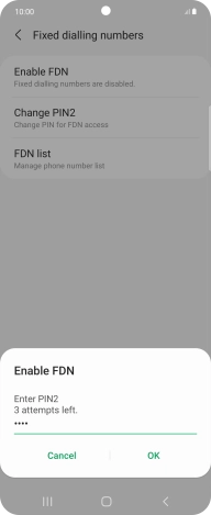 Key in your PIN2 and press OK. The default PIN2 is 1111.