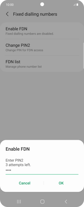 Key in your PIN2 and press OK. The default PIN2 is 1111.