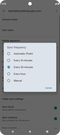 Press the required setting.