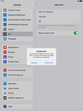 Press Enable Siri.