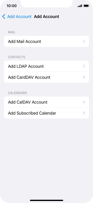 Press Add Mail Account. Press Add Mail Account.