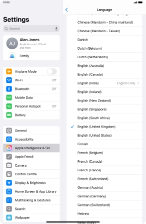 Press the required language. Press the required language.