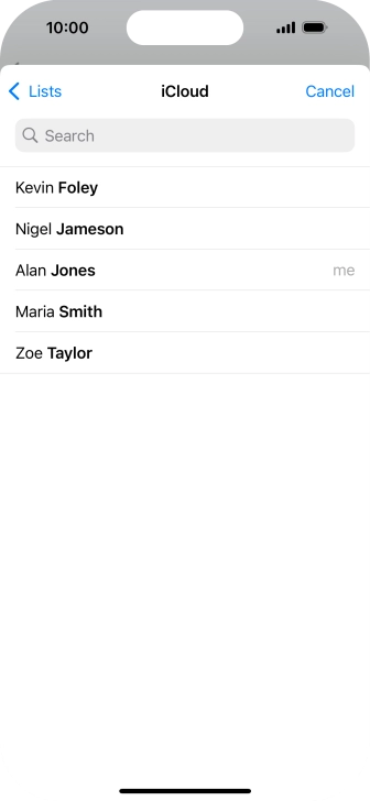 Press the required contact. Press the required contact.