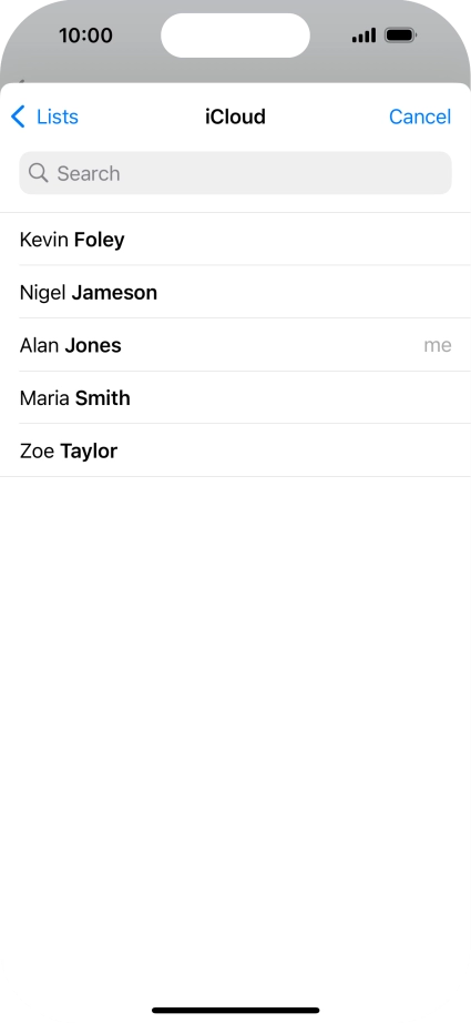 Press the required contact. Press the required contact.