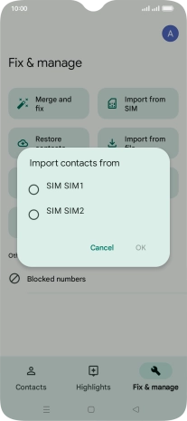 Press the required SIM.