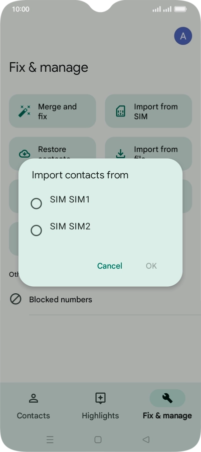 Press the required SIM.
