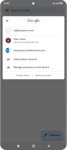 Press the required email account.