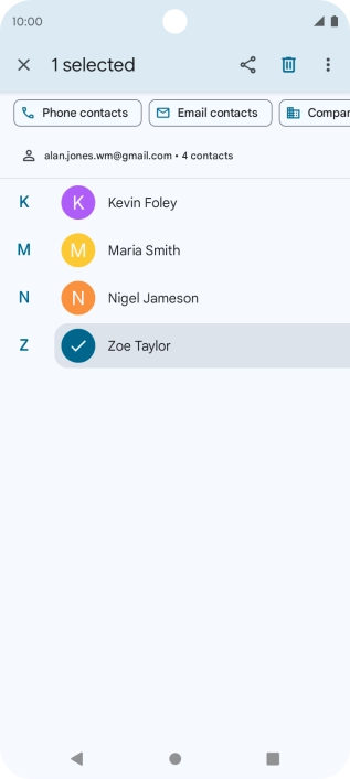 Press the required contact.
