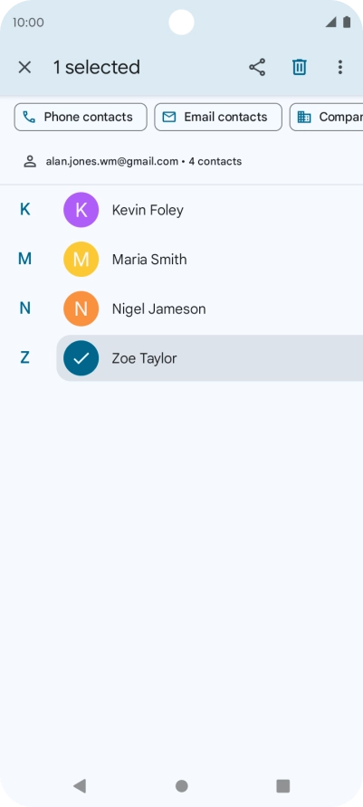 Press the required contact.