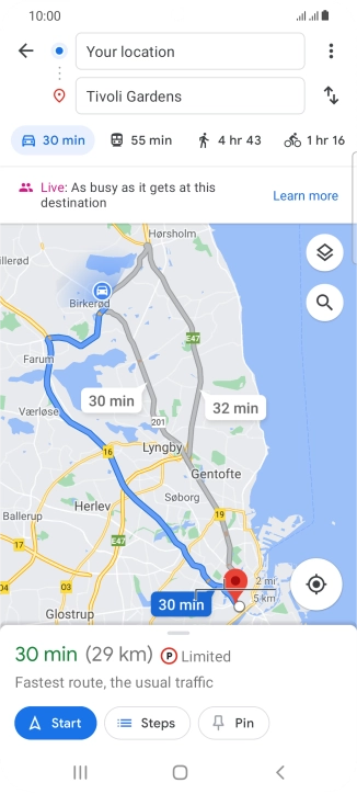 Press the required mode of transportation.